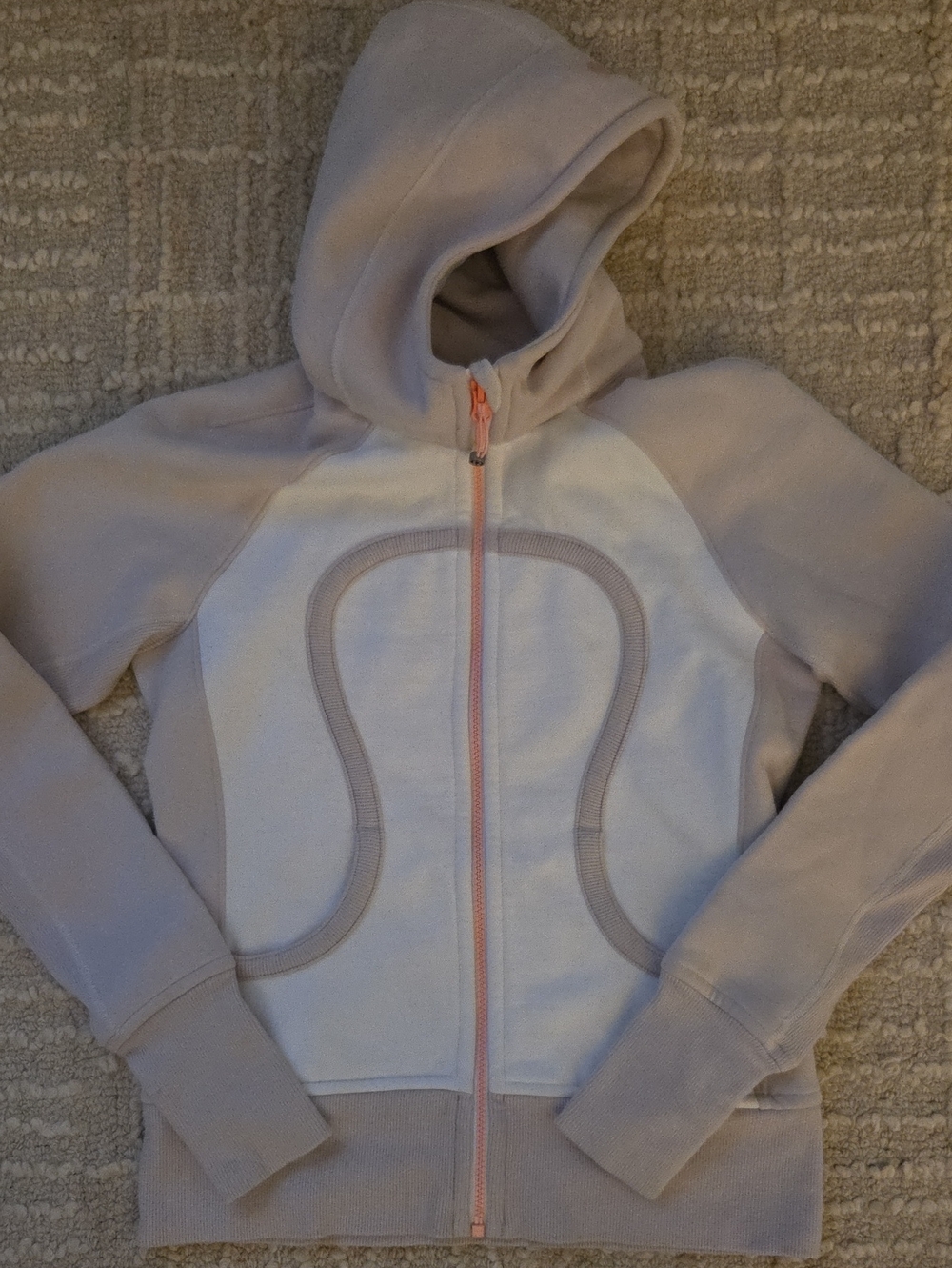 Rare Lululemon Scuba Full-Zip Hoodie Jacket Dune Tan White Size 6 NWOT
